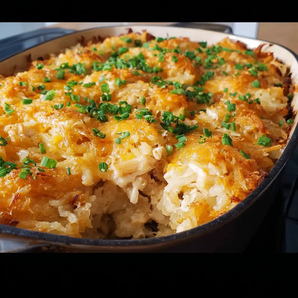 Cheesy Chicken Hash Brown Casserole Recipe - Love And Nibbles