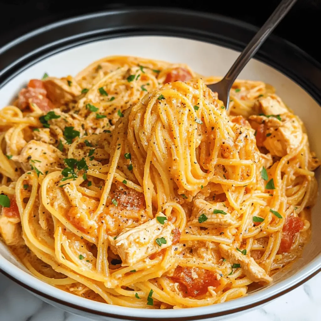 Crockpot Chicken Spaghetti