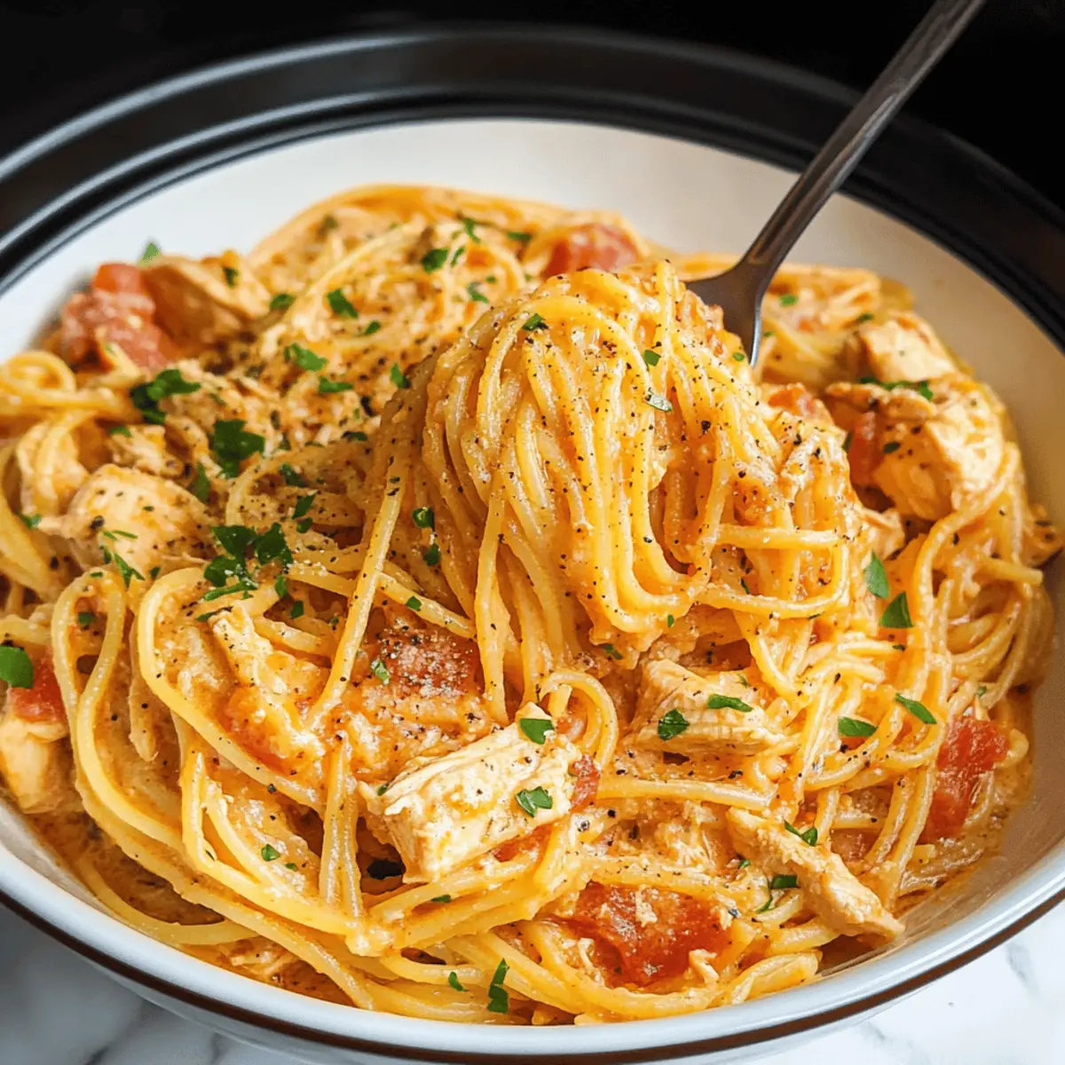 Crockpot Chicken Spaghetti