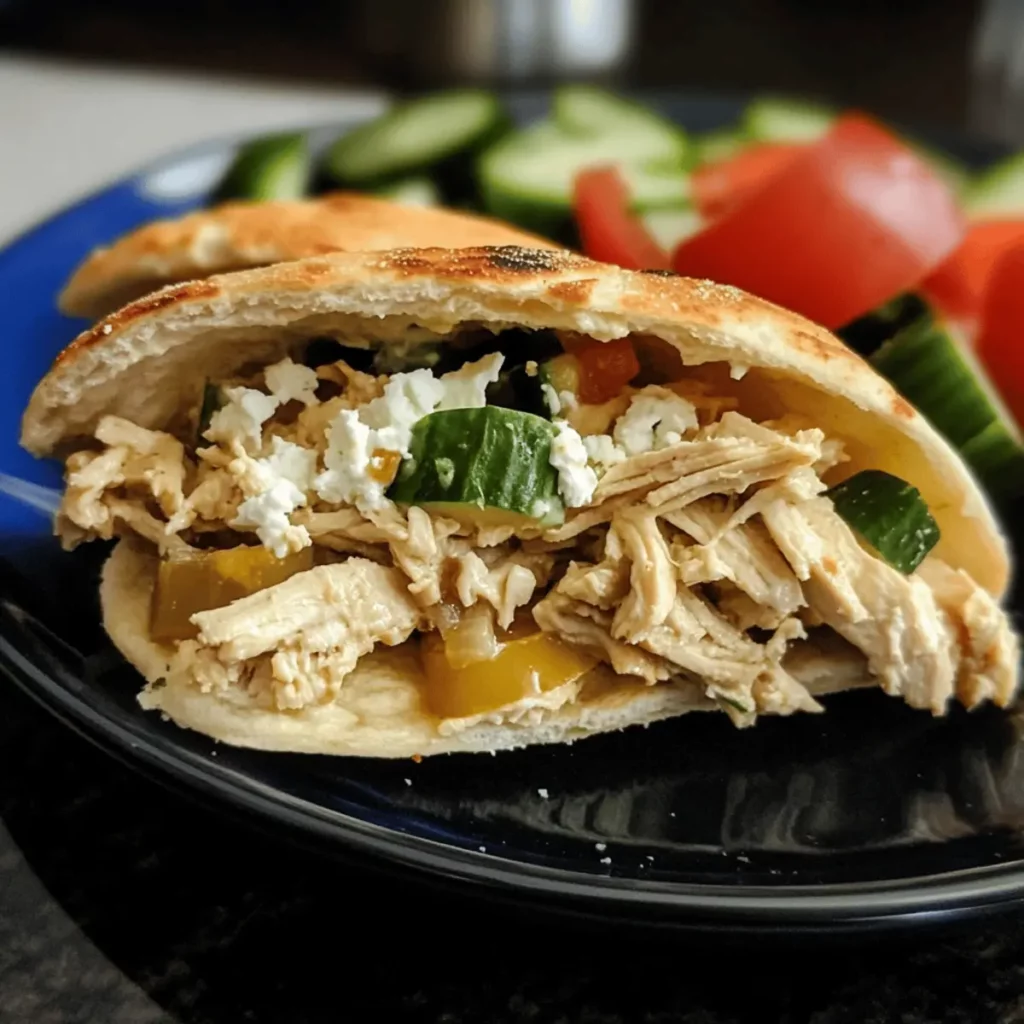 Slow Cooker Greek Chicken Pita Sandwiches