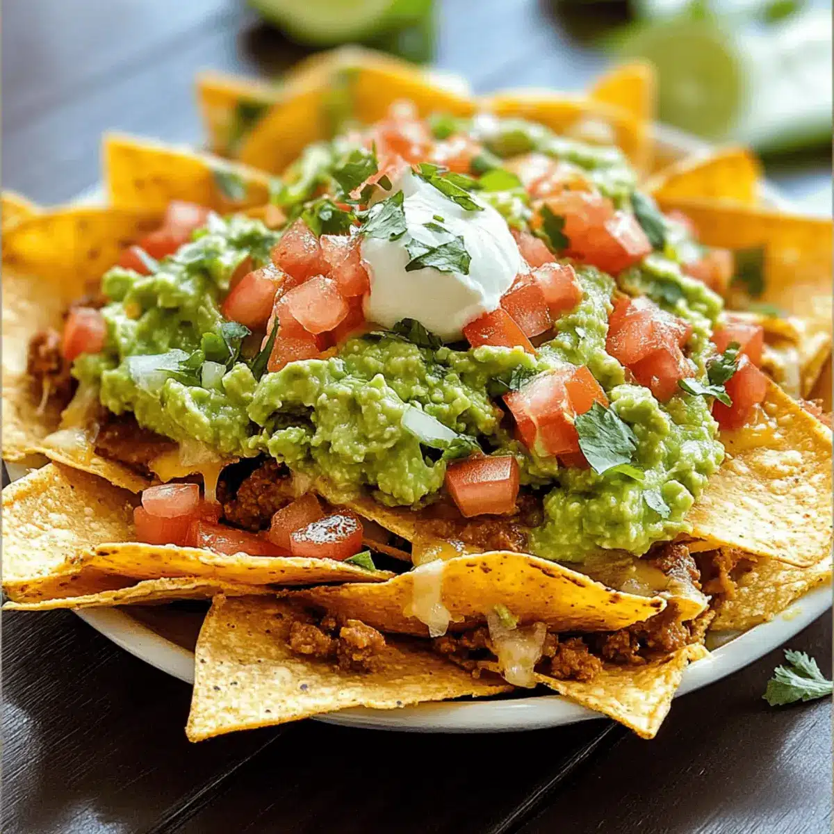 Vegetarian nachos with guacamole