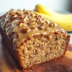 Greek Yogurt Banana Bread with Brown Sugar Pecan Glaze