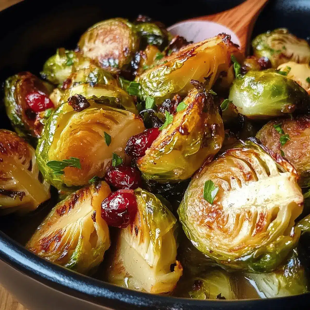 Maple Roasted Brussels Sprouts with Cranberries