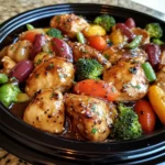 Crockpot Honey Balsamic Chicken & Veggies