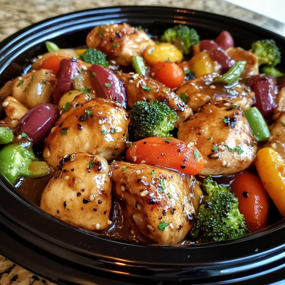 Crockpot Honey Balsamic Chicken & Veggies