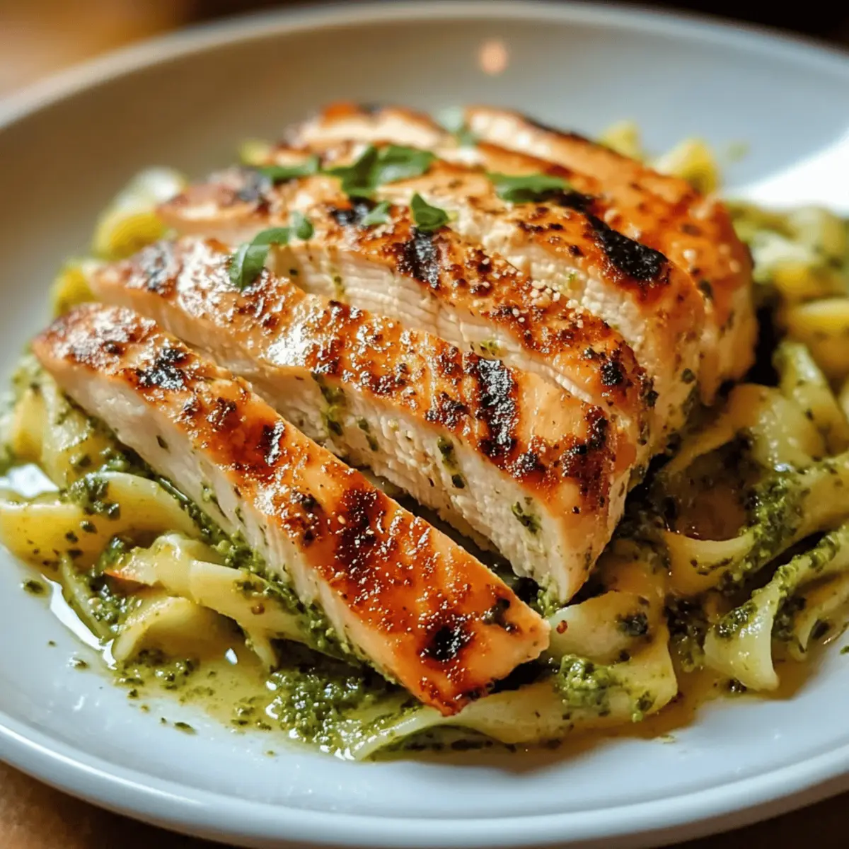Grilled Chicken & Spinach Pesto Pasta