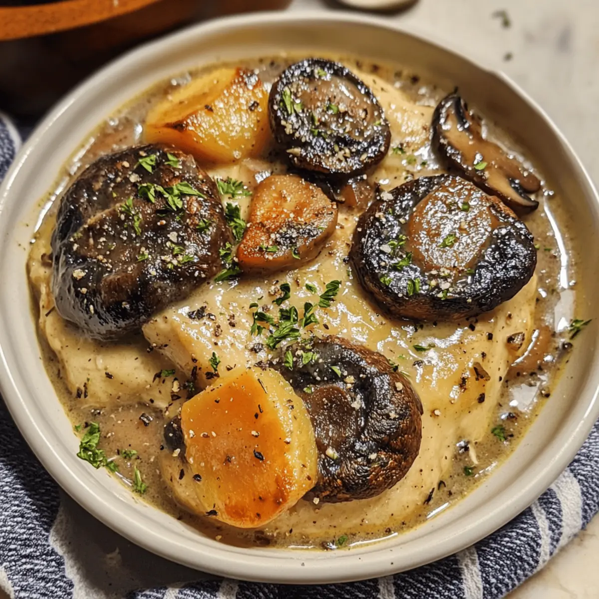 Crockpot Creamy Chicken and Mushroom Stew