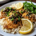 Lemon Garlic Chicken with Spinach Rice