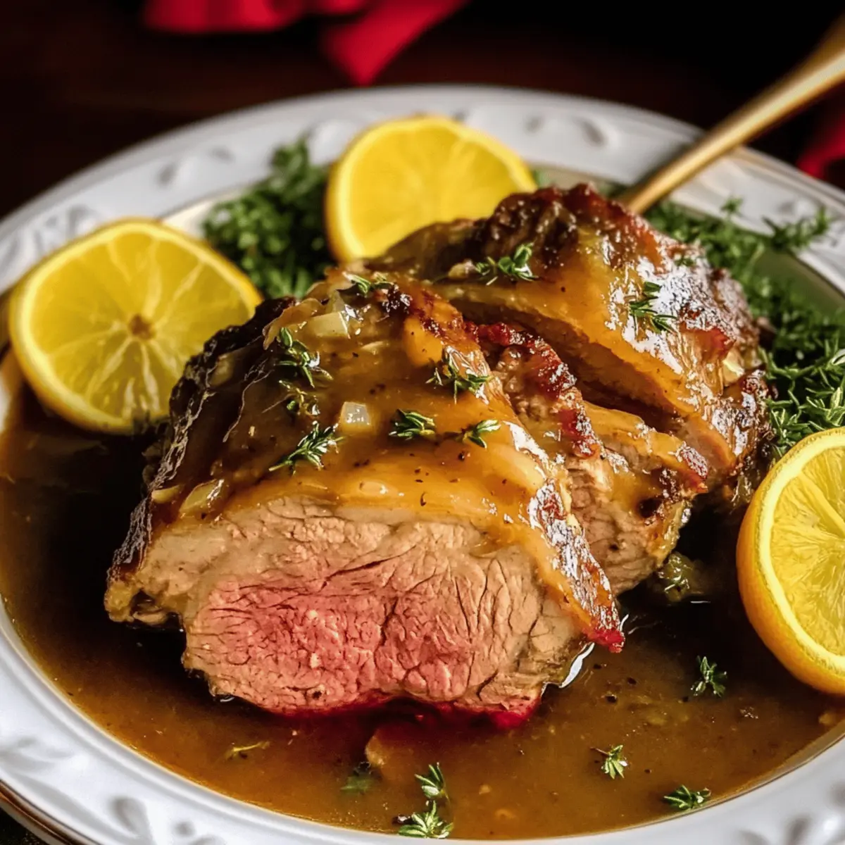 Christmas Roast Beef with Red Wine Glaze