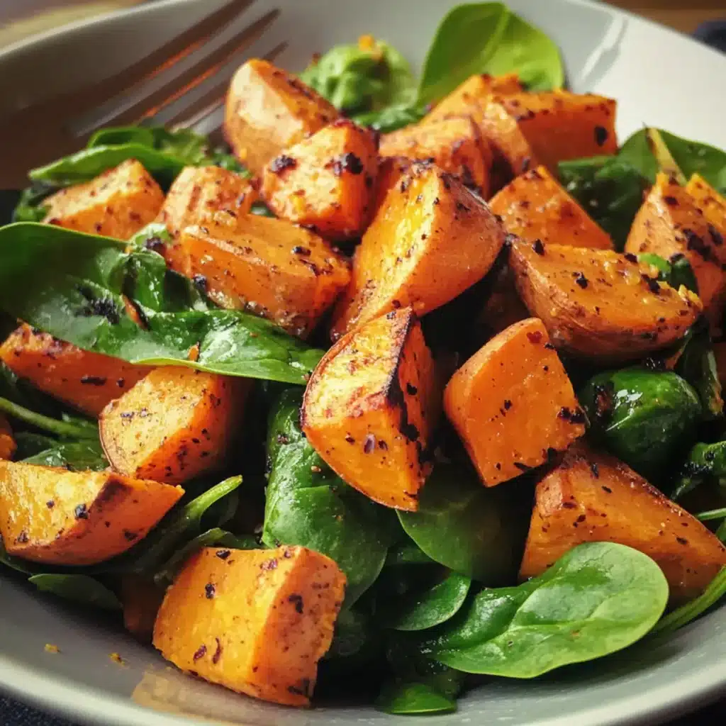 Roasted Sweet Potato and Spinach Salad