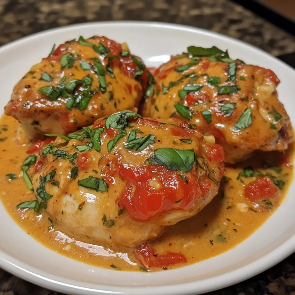 Crockpot Creamy Tomato Basil Chicken Thighs