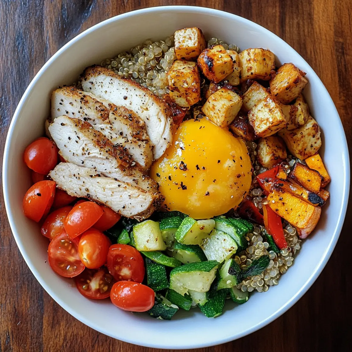 Chicken & Veggie Quinoa Breakfast Bowl Recipe