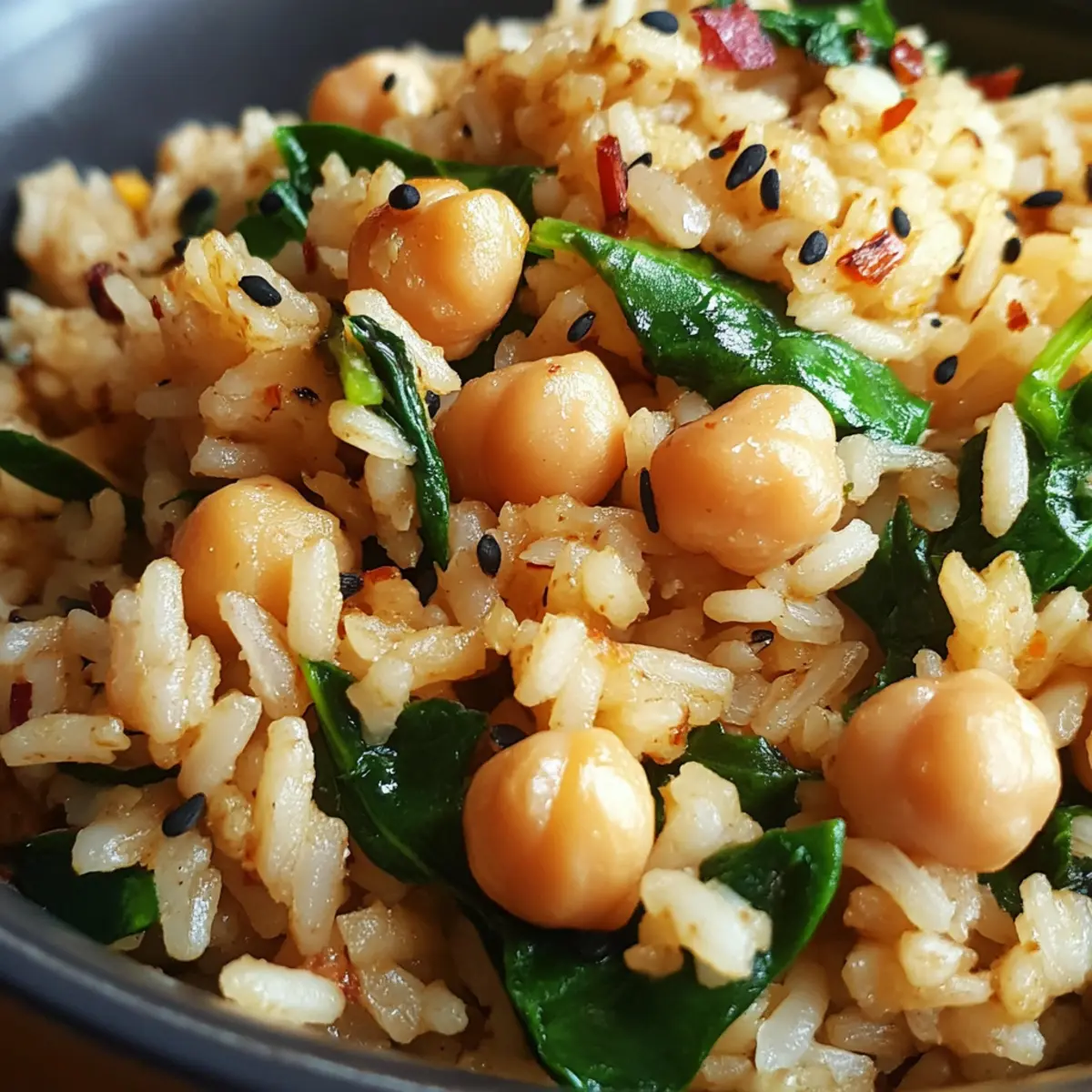 Vegetarian Spinach Chickpea Rice Recipe