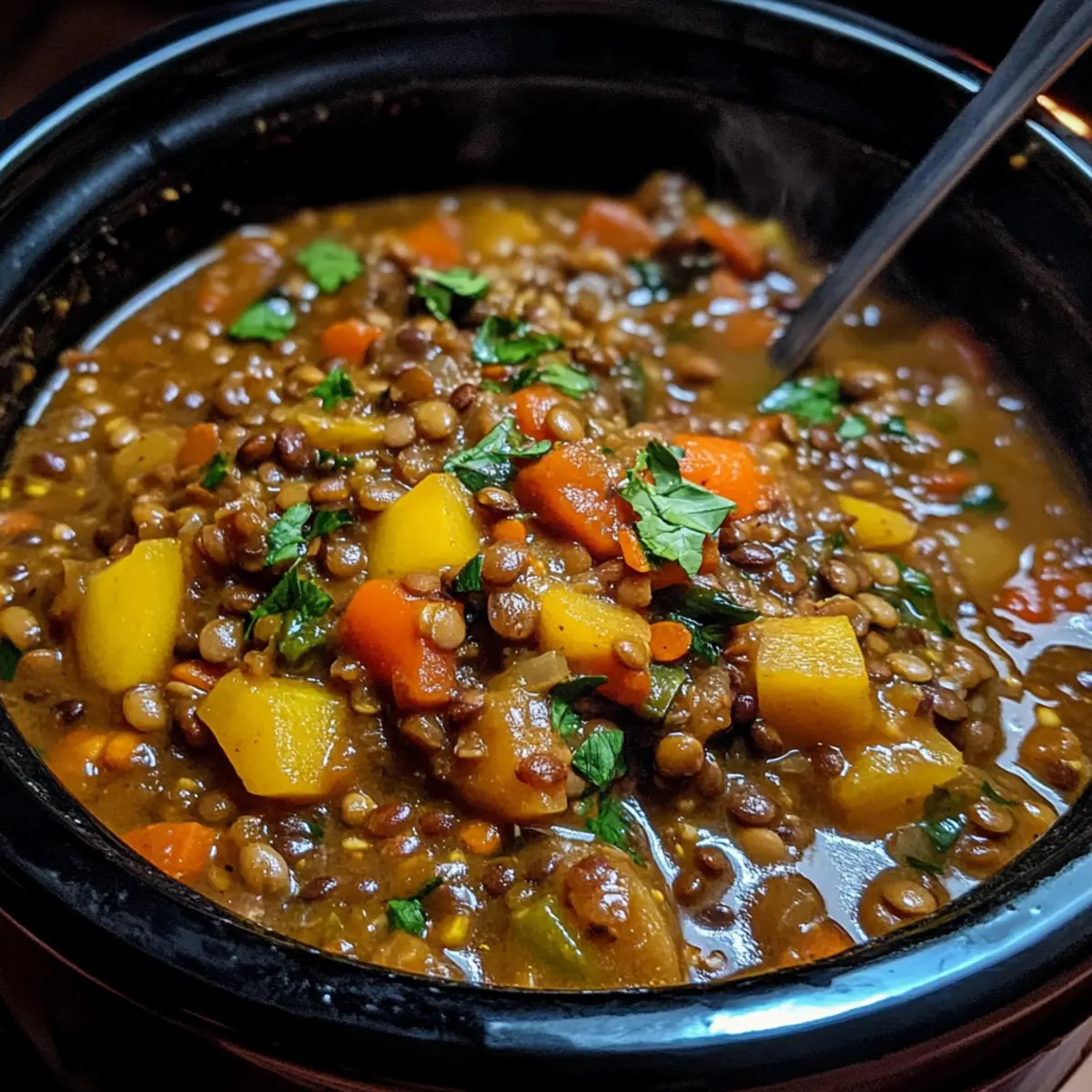 Slow Cooker Lentil Vegetable Pot
