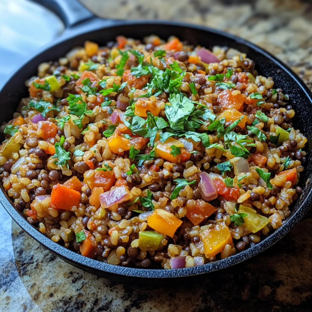 Vegetarian Lentil Rice Skillet