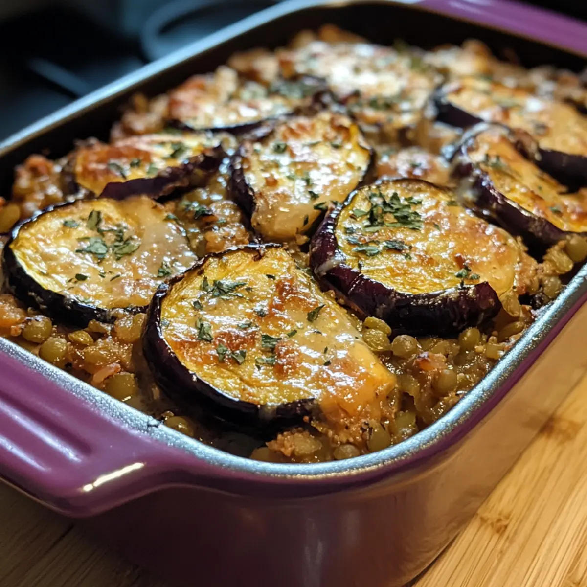 Roasted Eggplant Lentil Bake
