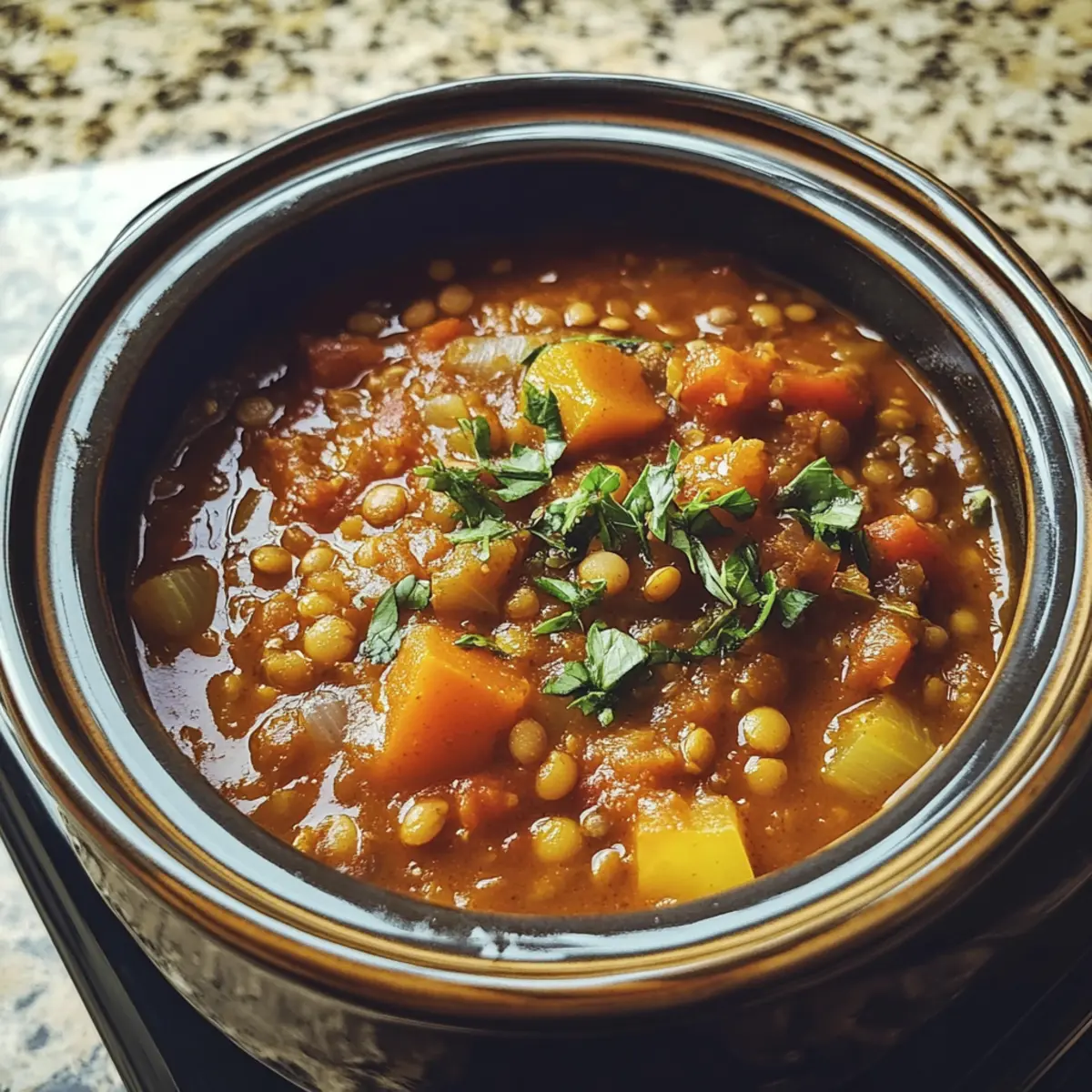 Slow Cooker Tomato Lentil Stew Recipe