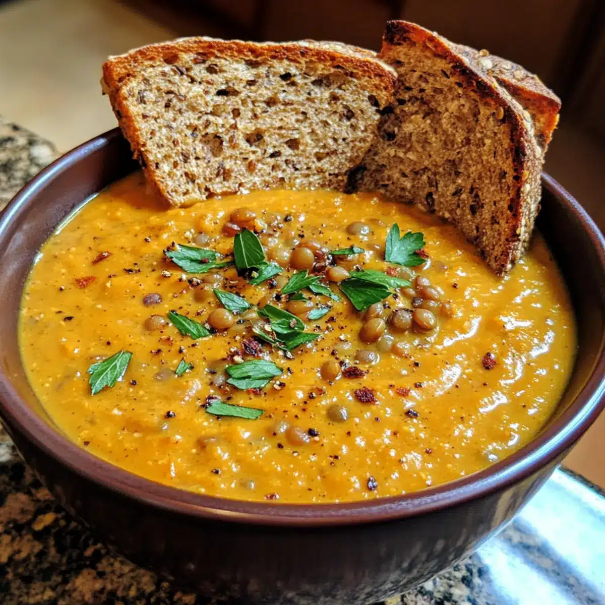 Crockpot Creamy Pumpkin & Lentil Soup