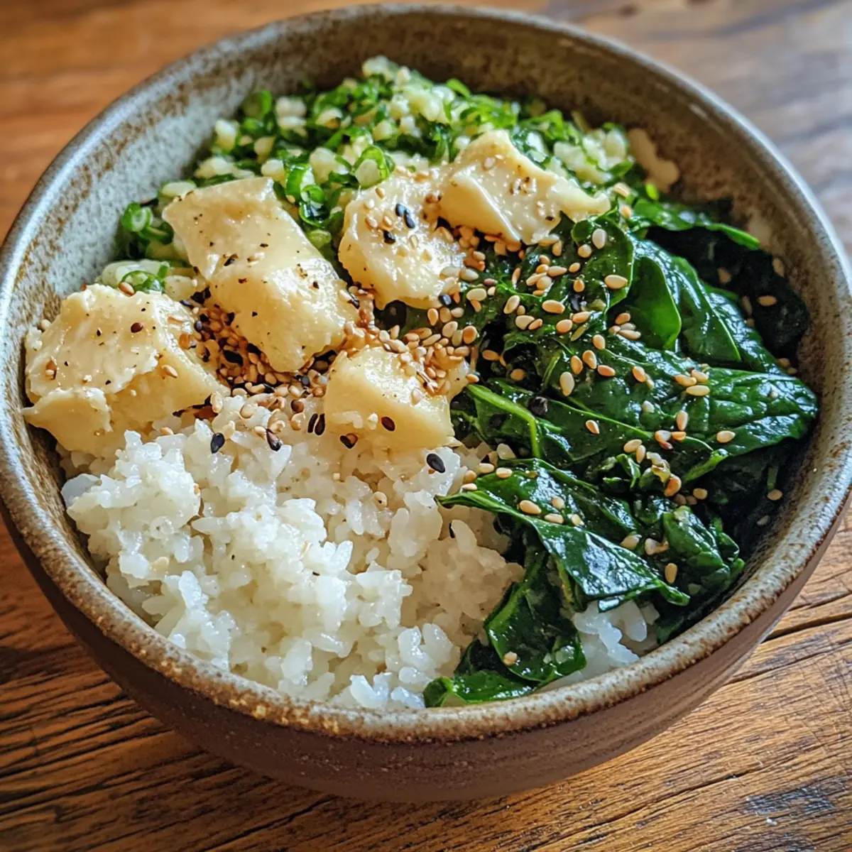 Garlic Butter Spinach & Rice Bowl