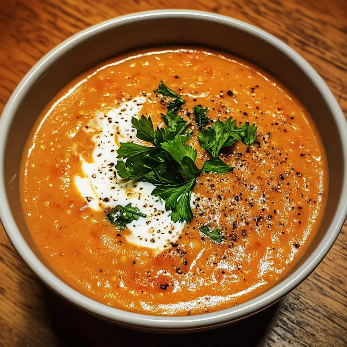 Creamy Tomato & Lentil Soup Recipe