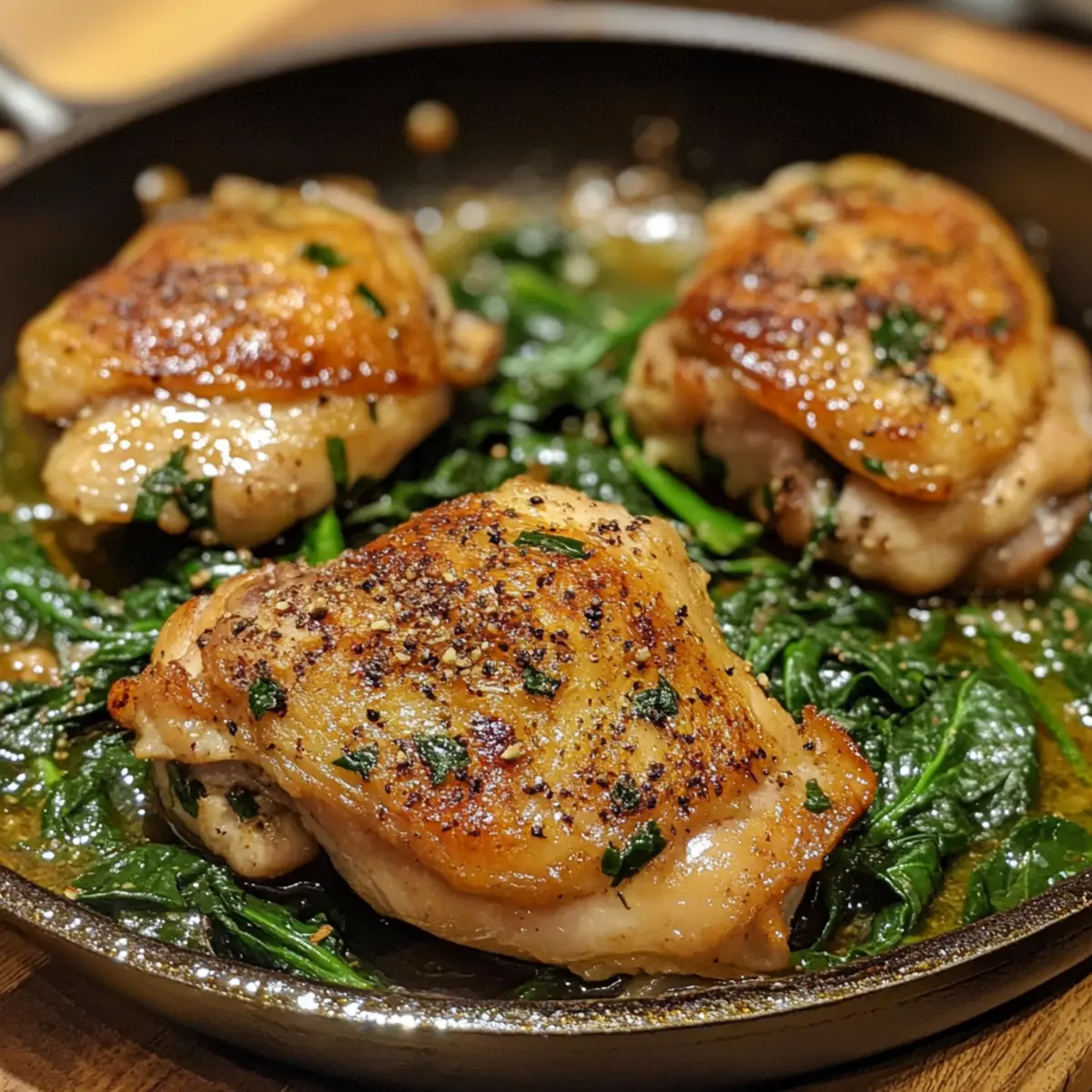 Chicken Thigh Spinach Skillet