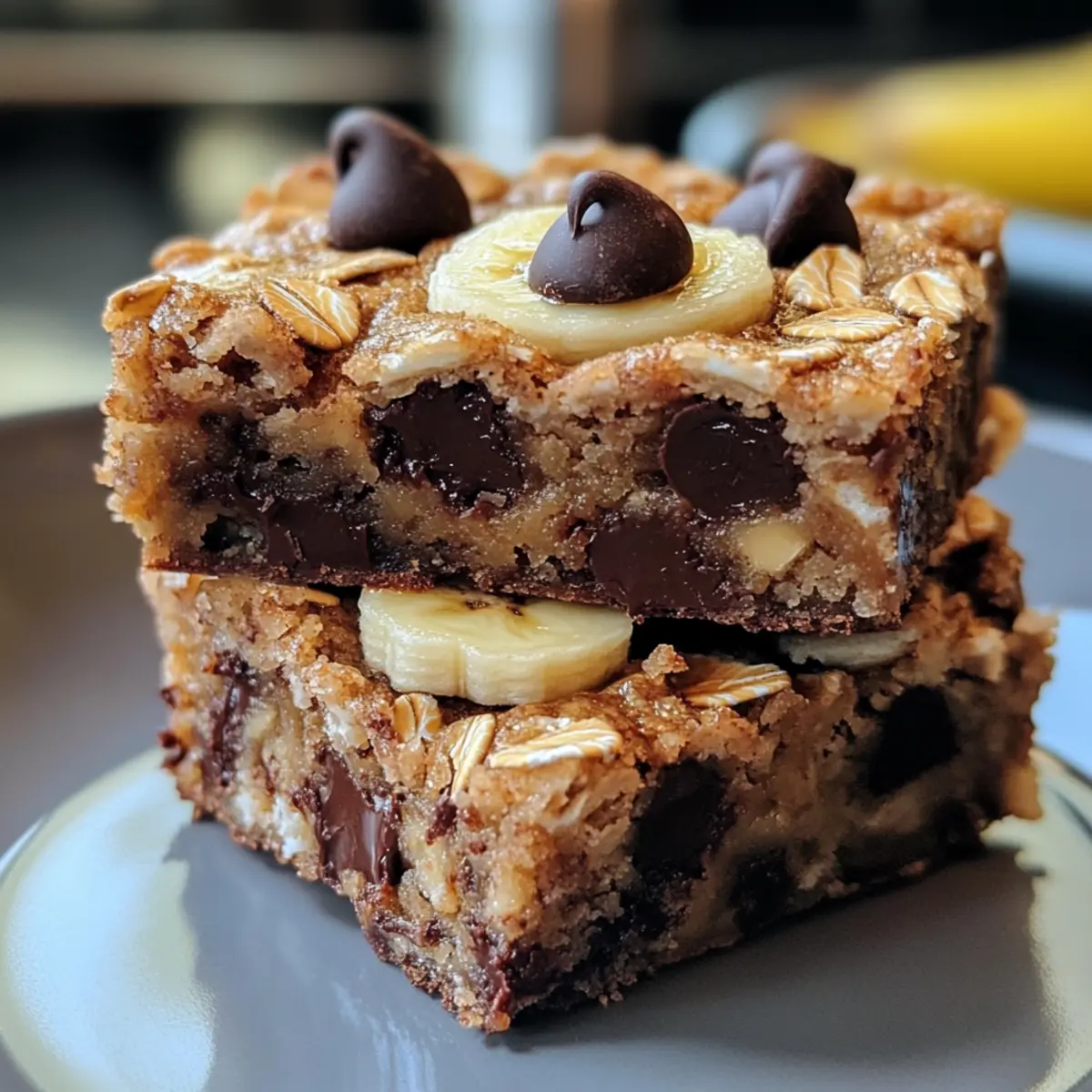 Baked Oat Banana Chocolate Chip Squares Recipe
