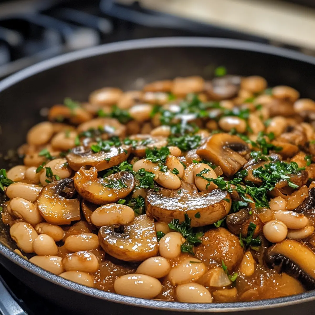 Garlic Mushroom White Bean Skillet Recipe