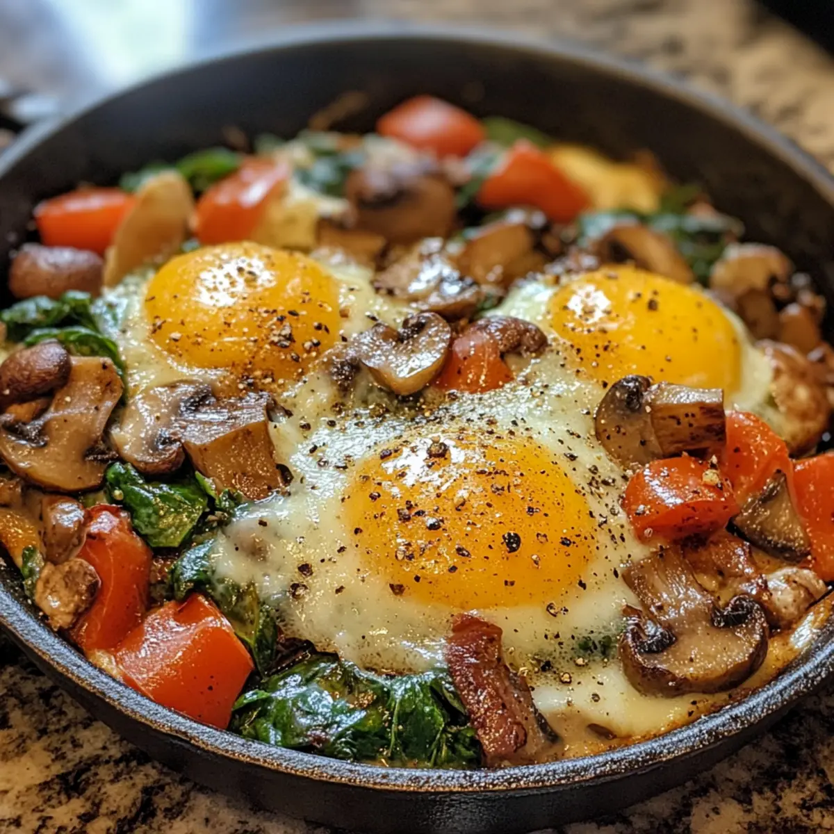 Savory Spinach Mushroom Breakfast Skillet Recipe