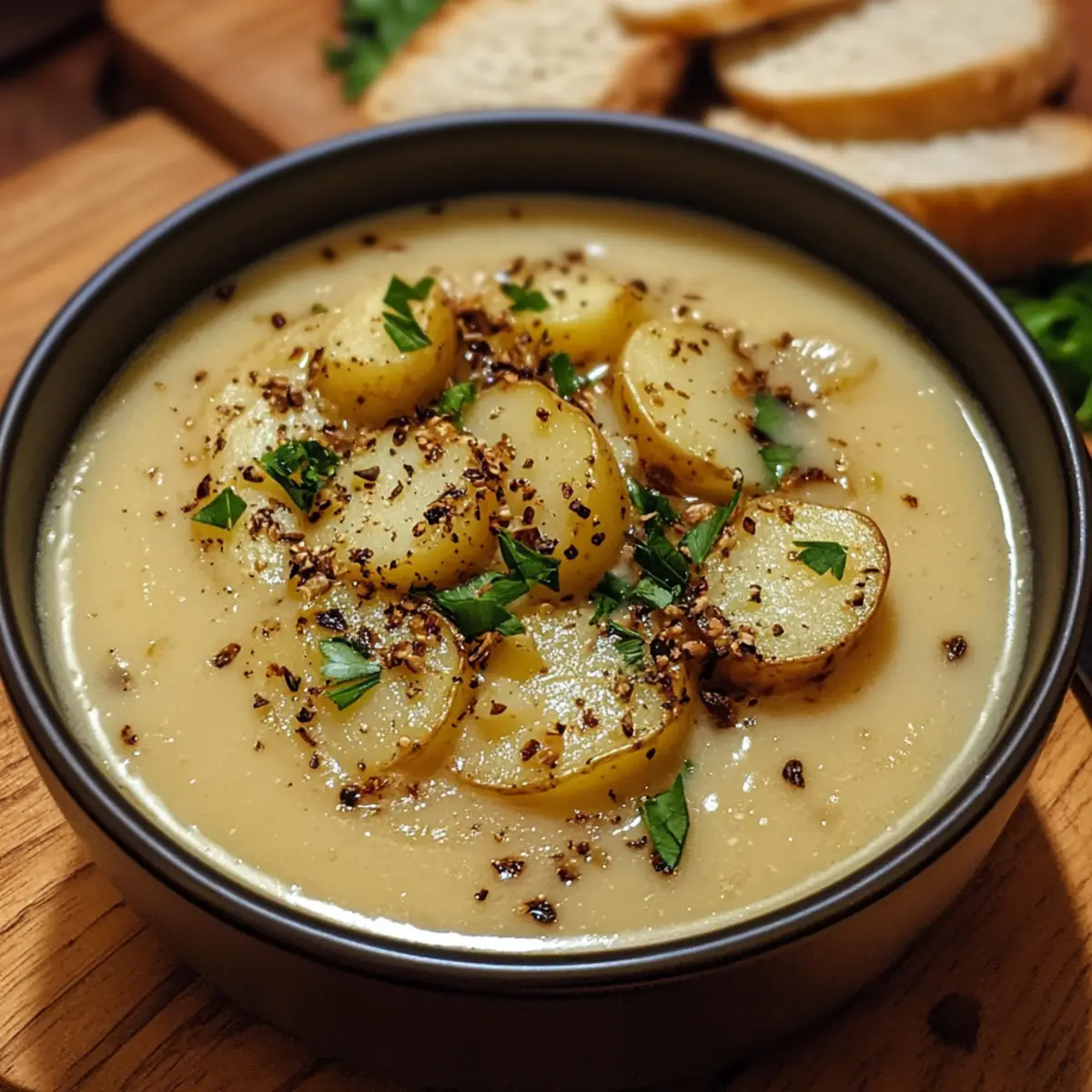 Roasted Garlic Potato Leek Soup