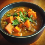 Moroccan-Spiced Carrot, Sweet Potato, and Lentil Soup Recipe