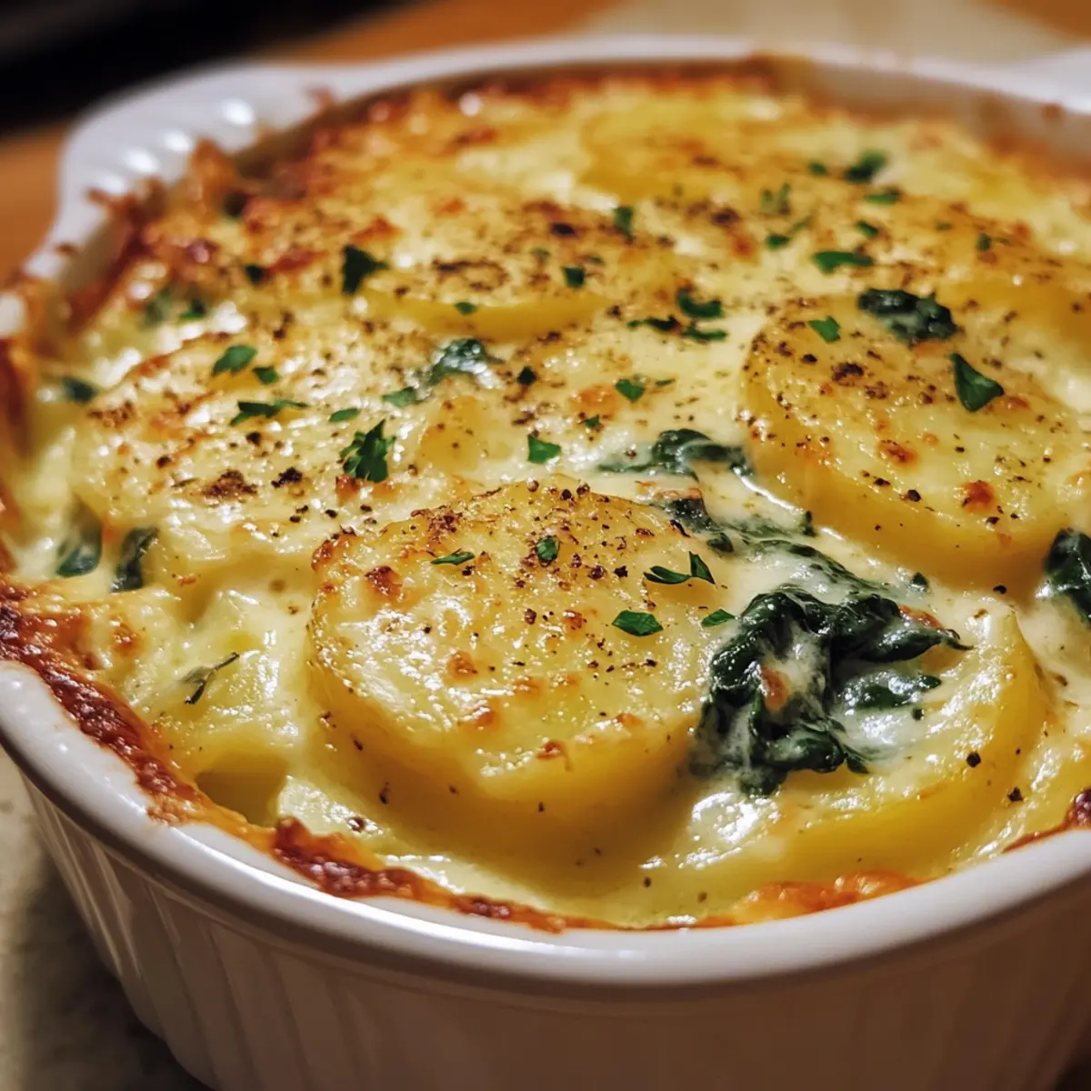 Creamy Spinach Potato Gratin