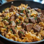 Creamy Garlic Beef Noodle Skillet