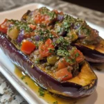 Spring Vegetable Stuffed Eggplant