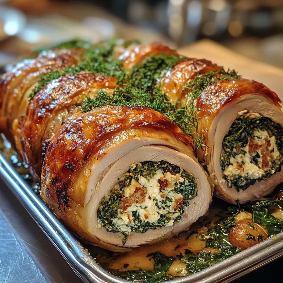 Stuffed Roast Turkey with Spinach & Ricotta