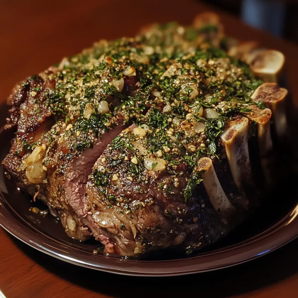 Garlic Herb Beef Rib Roast