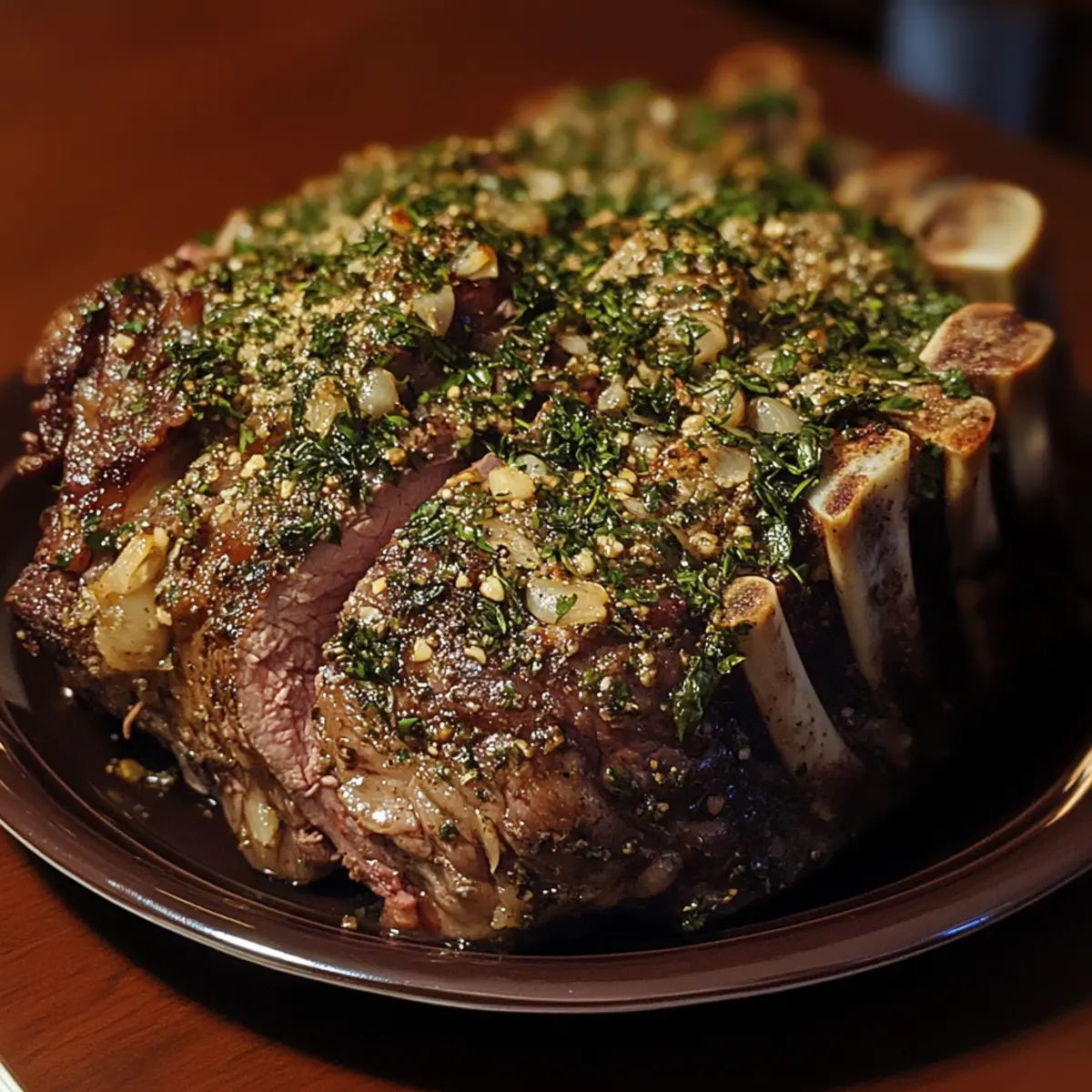 Garlic Herb Beef Rib Roast
