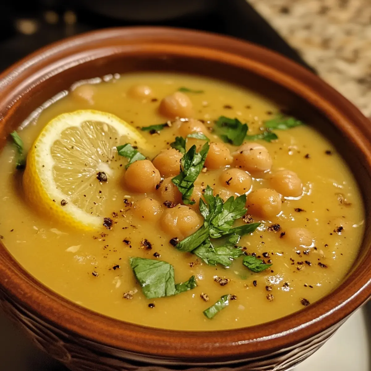 Slow Cooker Greek Chickpea Lemon Soup