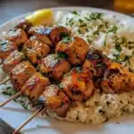 Greek Chicken Thigh Souvlaki with Rice