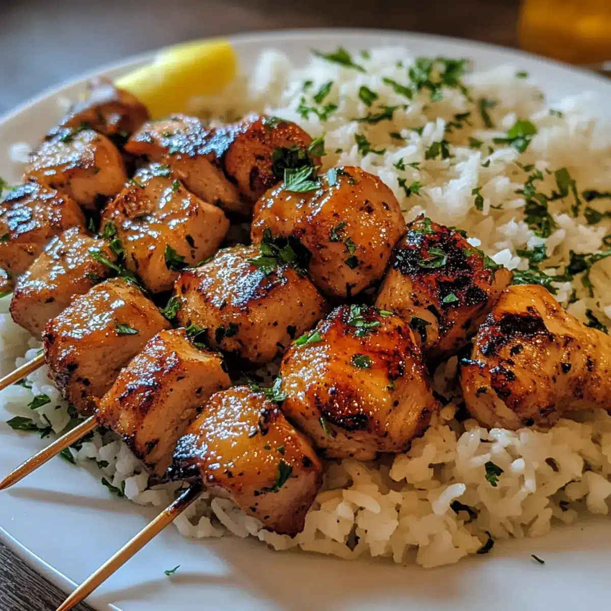 Greek Chicken Thigh Souvlaki with Rice