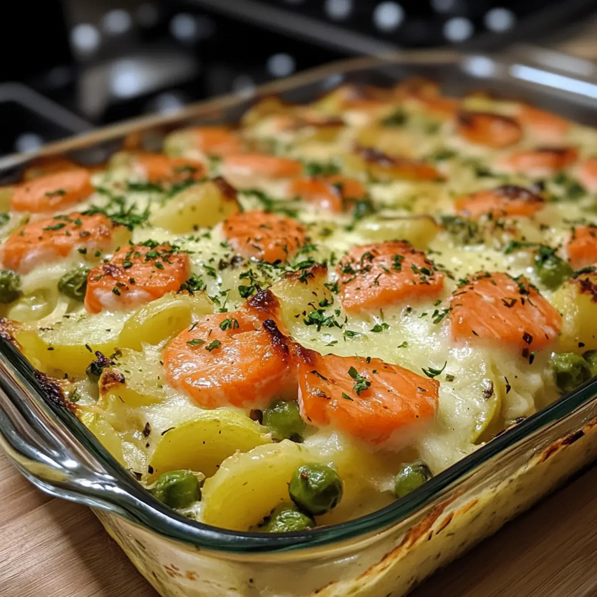 Spring Vegetable & Smoked Salmon Bake