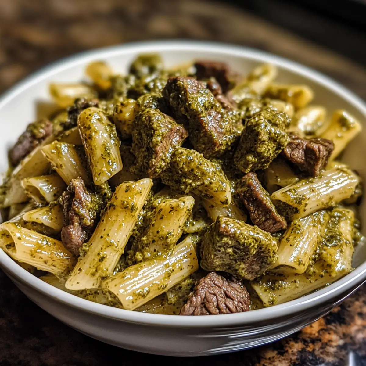 Creamy Pesto Beef Pasta