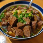 1.3 kg beef chunks, 6.0 cups beef broth, 1.0 tbsp soy sauce, 1.0 tbsp ginger minced, 1.0 tsp salt