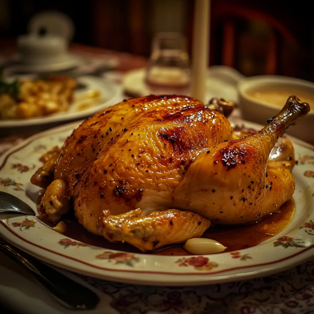 2.0 kg whole chicken, 2.0 tbsp soy sauce, 1.0 tbsp garlic minced, 1.0 tsp salt