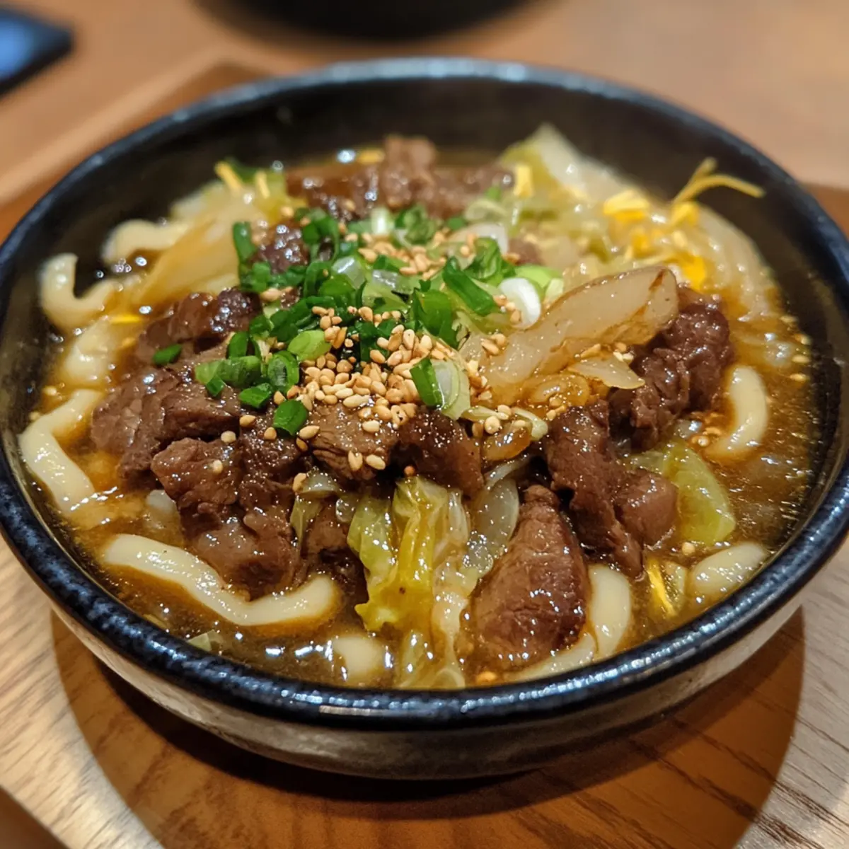Savory Beef and Cabbage Udon