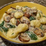 Creamy Mushroom Spinach Gnocchi Dinner