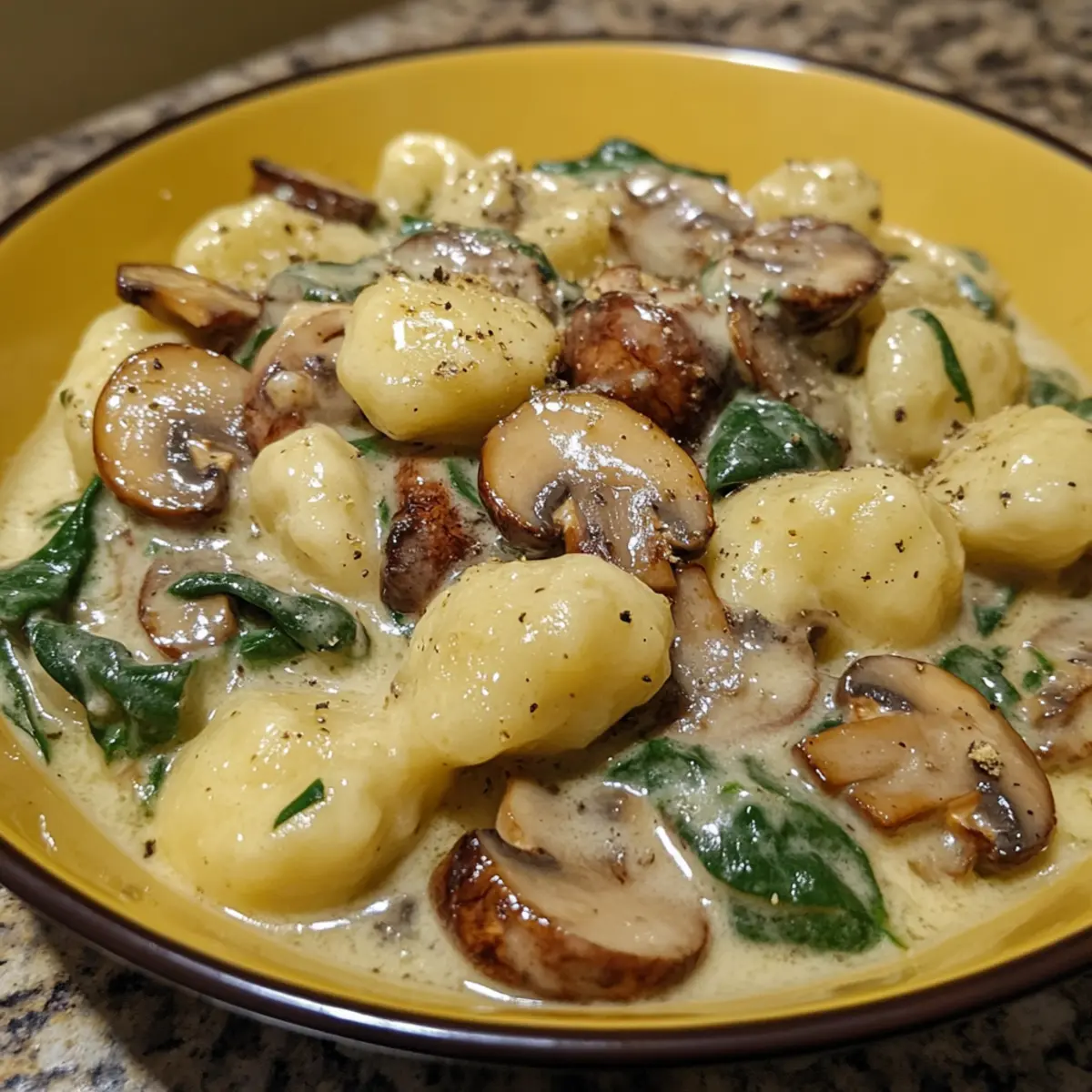 Creamy Mushroom Spinach Gnocchi Dinner