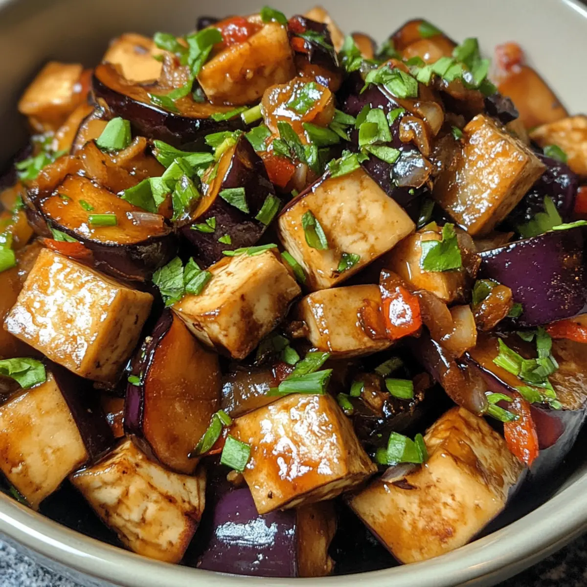 Stir Fried Eggplant with Tofu and Garlic