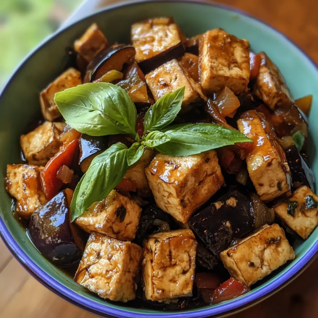 Stir Fried Tofu Eggplant Basil