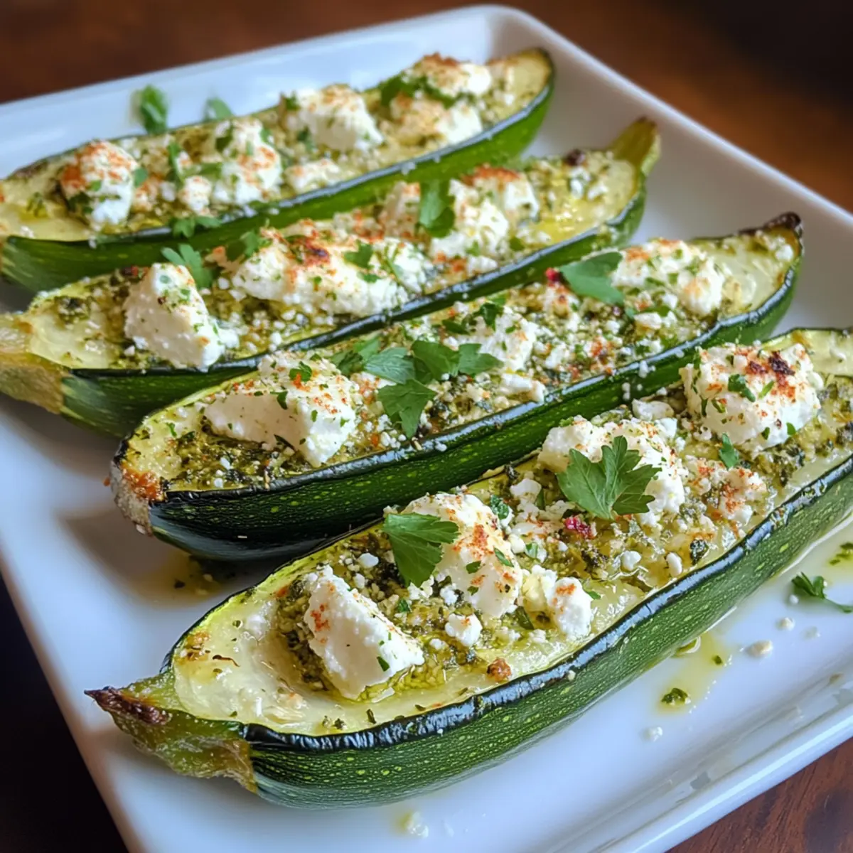 Mediterranean Stuffed Zucchini with Herbs & Feta