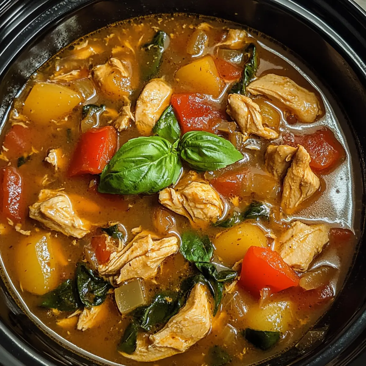 Crockpot Chicken Basil Stew